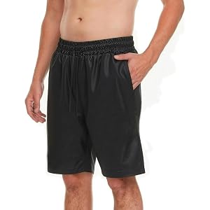 Shorts for Men Glossy Satin Silk Loungewear Shorts Elastic Drawstring Loose Lightweight Sleep Bermuda Shorts Pockets