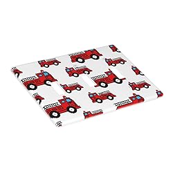 Pznen Triple Toggle Wall Plate, Fire Truck Cartoon