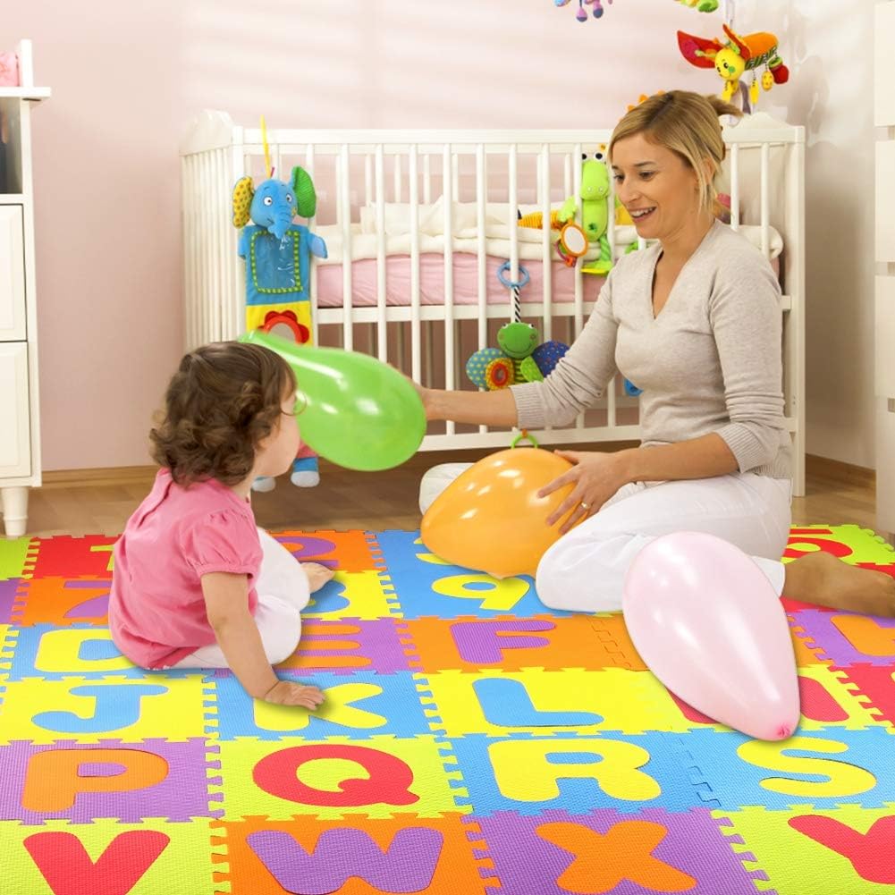 StillCool Kids Foam Puzzle Floor Play Mat with Colors or Numbers & Alphabets, 36 Tiles, 12"x12" for a Total Coverage of 36 Square Feet: Toys & Games