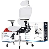 Oline ErgoPro Ergonomic Office Chair with 4D Adjustable Armrest, 3D Lumbar Support and Blade Wheels - Mesh Computer Gaming Rolling Desk Executive Swivel Home Chair (White)