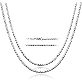 SanThree 3.3mm Pure Titanium Snake Square Box Chain Necklace for Men, Smooth Skin Friendly Solid Titanium Round Rolo Chain Necklaces Jewelry Gifts for Men Women Sensitive Skin, 23.62"