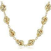 PHNIBIRD Knot Necklace 18K Gold Plating Choker Chunky Gold Necklace Trendy Fashion Jewelry Gift 16+4"