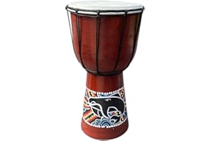 JIVE Djembe Drum – 12" African Bongo Congo Hand Drum - Solid Wood Percussion Instrument with Natural Goat Skin Head – Professional Sound – Not Made in China(12" High - Painted)