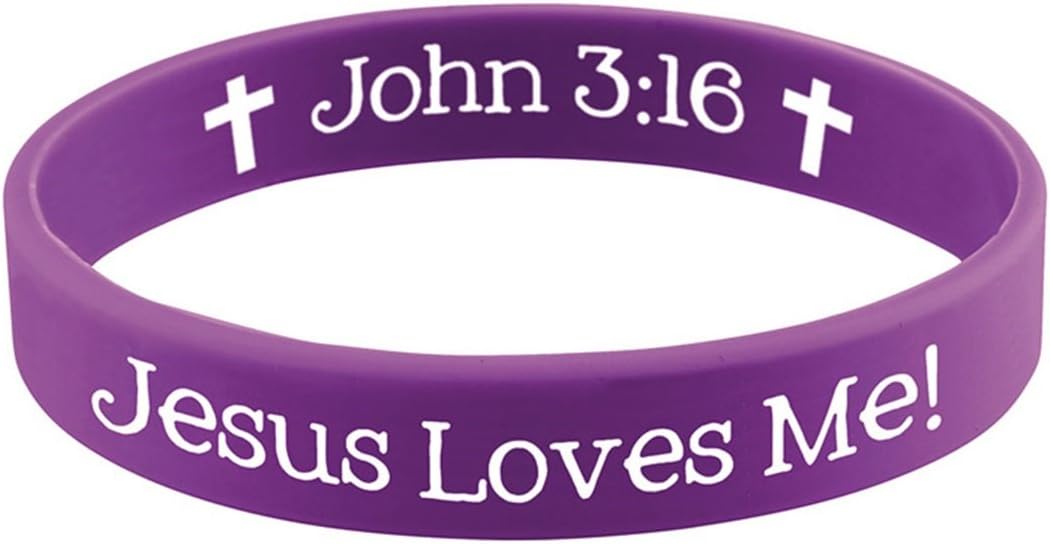Jesus Loves Me Christian Religious Rubber Bracelet with Card, 2 1/4 Inch