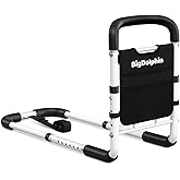 BigDolphin Bed Rails for Elderly Adults - ASTM Approved Adjustable Bed Cane with Non-Slip Ergonomic Handle & Storage Pocket, Bed Railings for Seniors Hold up to 350 LBS, Tool-Free