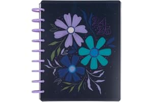 THE HAPPY PLANNER Happy Planner Disc Bound Mid-Year 12 Month Planner, July 2024–June 2025 Daily Planner, Horizontal Layout, Classic Size, Midnight Botanical, 72 Pages, 12 Dividers, 2 Sticker Sheets, 7" x 9 3/4"