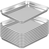 SENJEOK 10 Pack Stainless Steel Baking Sheet Pan, 10 x 8 x 1 Inch Baking Trays for Cookies, Cakes, Roasting