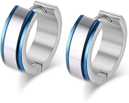 Amazon Co Jp Jellydongブルー ステンレスピアス フープ イヤリング メンズ カラー 青大切な人や 彼氏 彼女へのプレゼント C Lineブルー ジュエリー