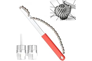 YAWUROU 1 Set Bike Freewheel Removal Tool, Bike Chain Whip with 2 Cassette Lockring Nut Kit, Portable Bicycle Rotor Lockring 
