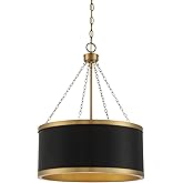 Savoy House 7-188-6-143 Delphi Modern Metal Drum Pendant, 6-Light 360 Total Watts, 25" H x 19" W, Black & Warm Brass