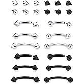 Dyknasz Eyebrow Piercing Jewelry Internally Threaded Surgical Steel Curved Barbell Tiny Eyebrow Ring Vertical Labret Lip Jewelry Ear Rook Navel Small Belly Button Rings for Women Men 16g 6mm 8mm 10mm