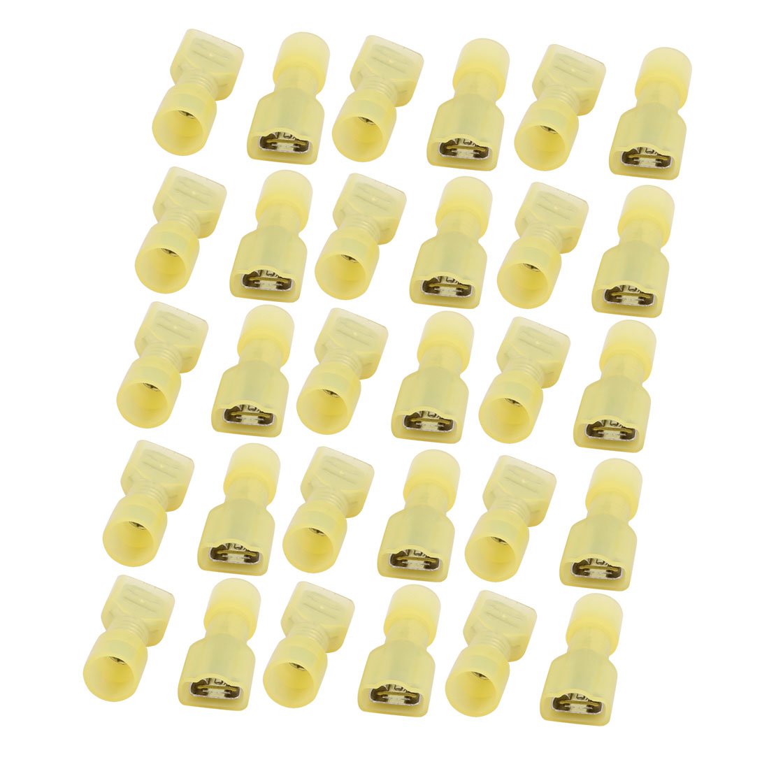 sourcingmap 30pcs 12-10AWG Wire Insulated 6.3mm Female Spade Crimp Terminal Connector Yellow