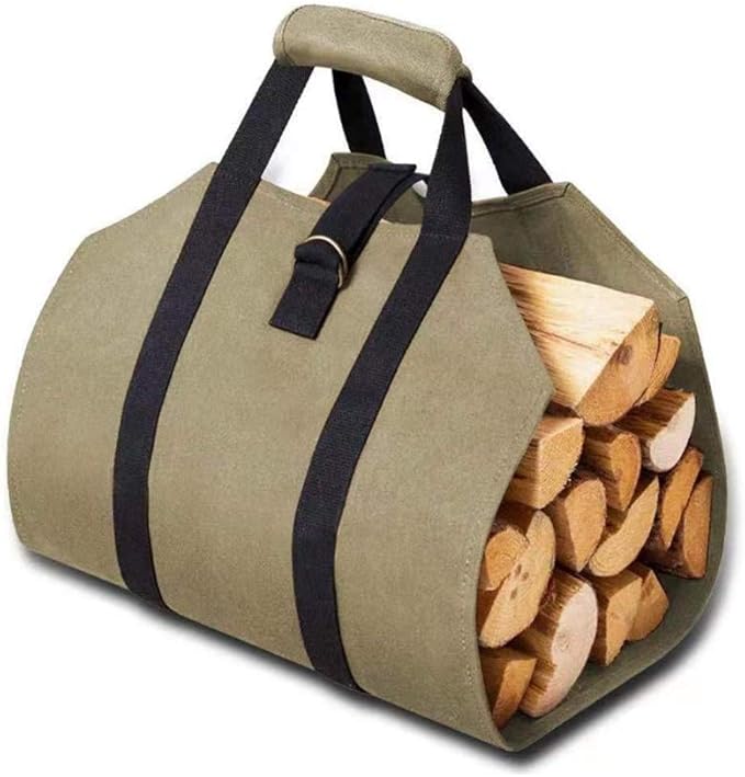 KOBSAINF Canvas Log Carrier Bag Extra Large Canvas Firewood Log Carrier