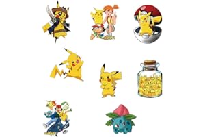 RUBANG 50pcs Cute Pokemon Stickers for Water Bottle, Cartoon Waterproof Vinyl Decal for Kids Teen Adult Laptop Skateboard Phone Travel Case Bike Guitar Computer