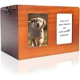 Pet Urns for Dog Cremation With Photo Frame - Wooden Box for Ashes, Cat Urns, Memory Box With Memorial Card