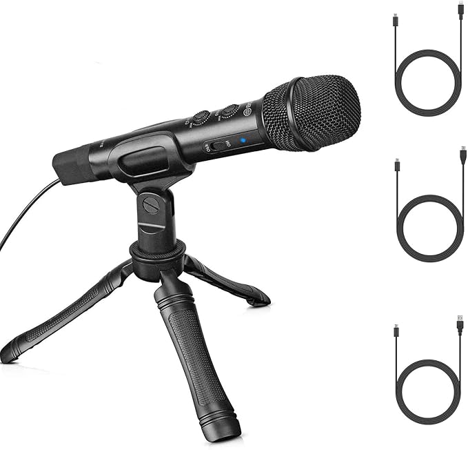 BOYA by-HM2 Universal Digital Cardioid Handheld Microphone with Mini Tripod Compatible with iOS Devices, Type-c Devices, PC Windows, Tablet, Mac YouTube Video, Facebook Live, Vlogging