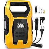 CARSUN AC/DC Tire Inflator Portable Air Compressor, Dual Power for Home 110V AC and Car 12V DC Air Pump with Pressure Gauge, Auto Shutoff, Tire Pump for Car Motorcycle Bicycle and Other Inflatables