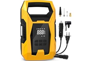 CARSUN AC/DC Tire Inflator Portable Air Compressor, Dual Power for Home 110V AC and Car 12V DC Air Pump with Pressure Gauge, Auto Shutoff, Tire Pump for Car Motorcycle Bicycle and Other Inflatables