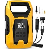 CARSUN AC/DC Tire Inflator Portable Air Compressor, Dual Power for Home 110V AC and Car 12V DC Air Pump with Pressure Gauge, Auto Shutoff, Tire Pump for Car Motorcycle Bicycle and Other Inflatables