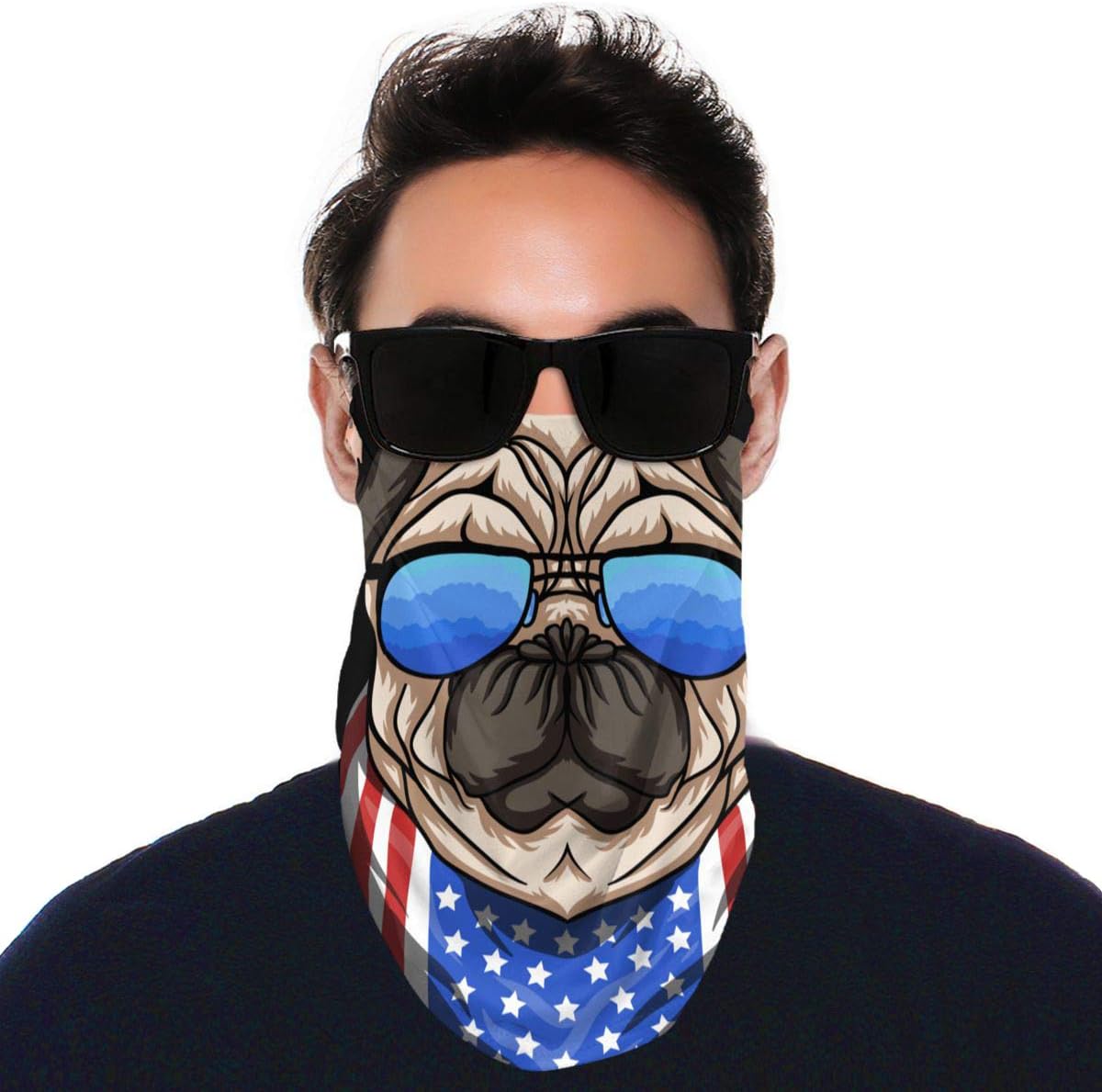 USA Flag Thin Line Bandana Ear Loops Face Scarf Balaclava Men Women Neck Gaiters for Dust Wind Motorcycle Mask