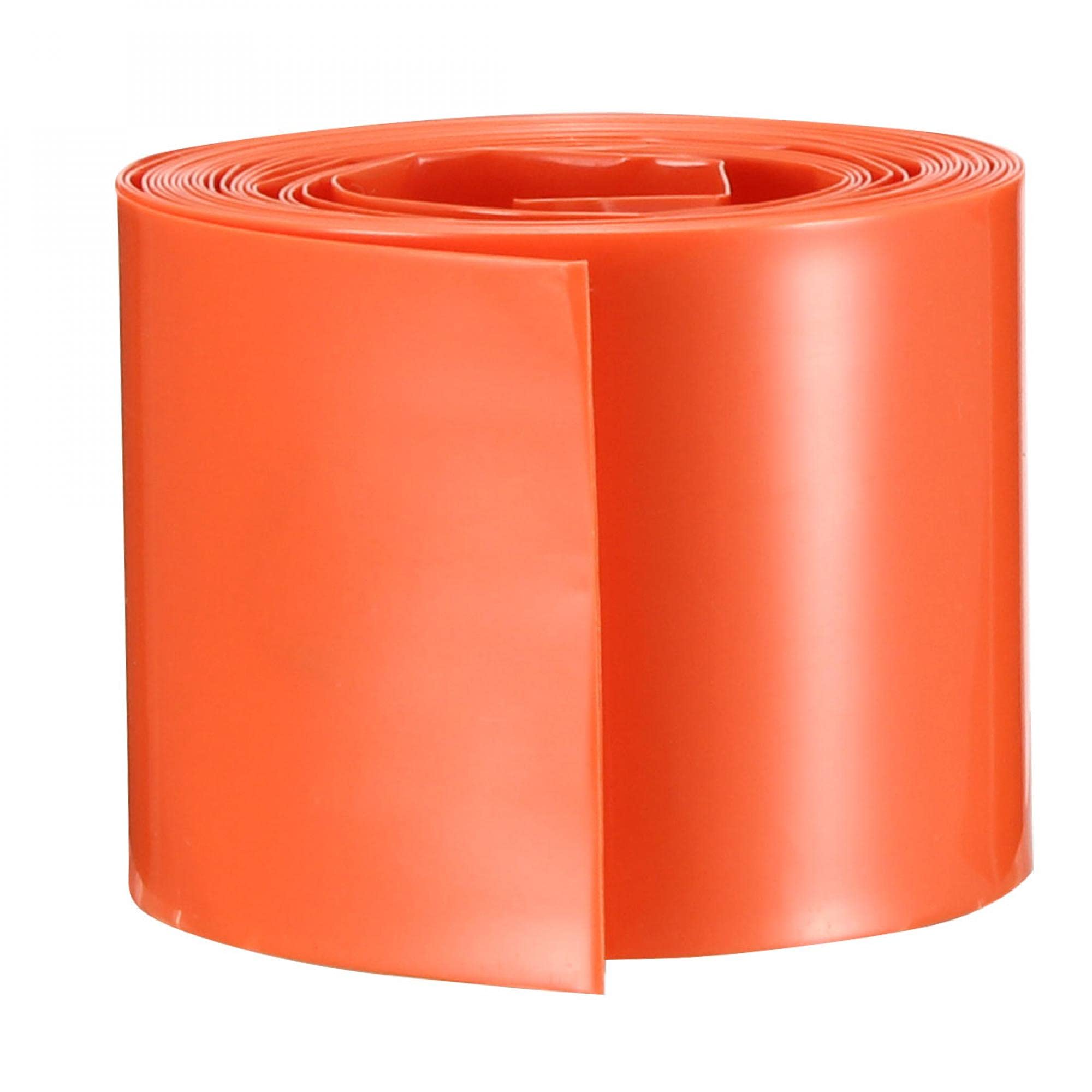 sourcingmap 29.5mm Flat PVC Heat Shrink Tubing Battery Wrap 2m Length for 18650 Battery Orange