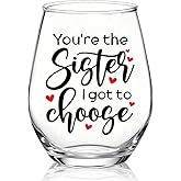 XQLZY You'Re The Sister I Got To Choose Stemless Wine Glass, Funny Irish Friendship Wine Glass Gifts for Soul Sister Friend Bridesmaid BFF, Christmas Birthday Thanksgiving Friendship Gifts for Women