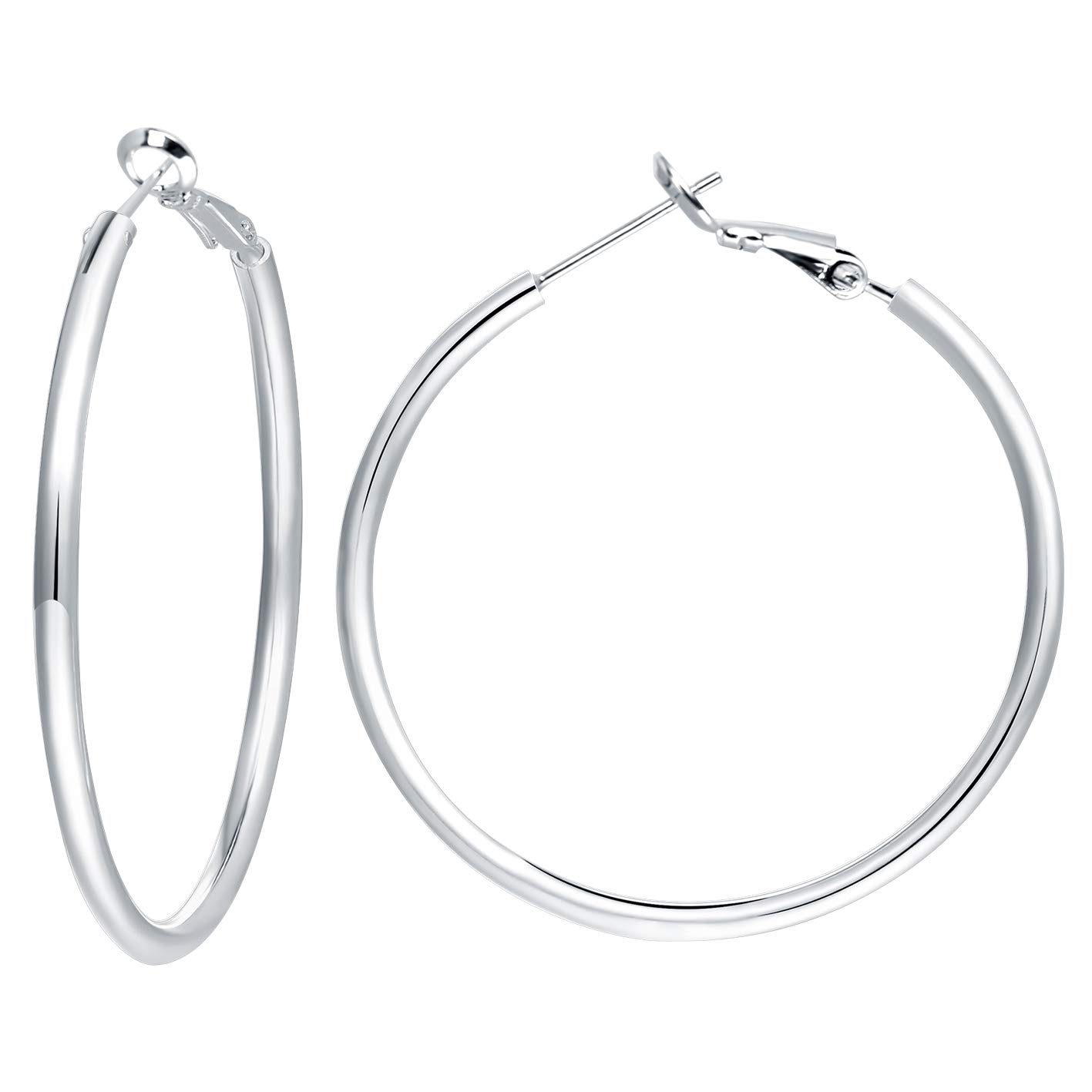 Silver Hoop Earrings Hypoallergenic Endless 925 Sterling Silver Hoops Earrings for Women Girls Large Hoop Earrings Gifts Valentine's Day Gifts(70mm)