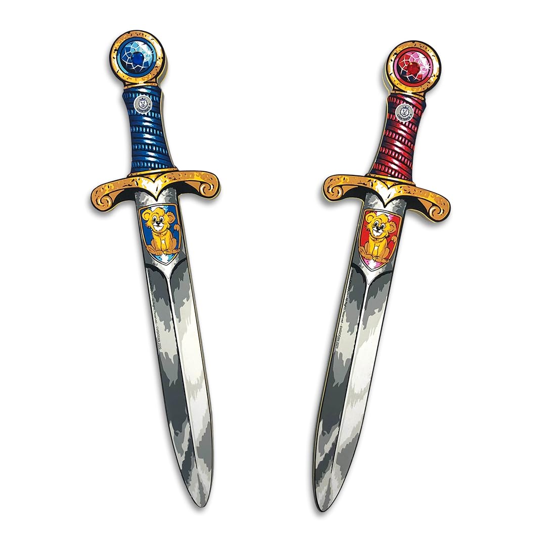 Liontouch - Mini Lion Foam Toy Swords, Blue/Red | For Toddler Boys Aged 3-6 Years - 35 cm | Medieval Pocket Dagger With Gemstone For Pretend Play | Safe Weapons & Knight Costume Accessories Dress Up