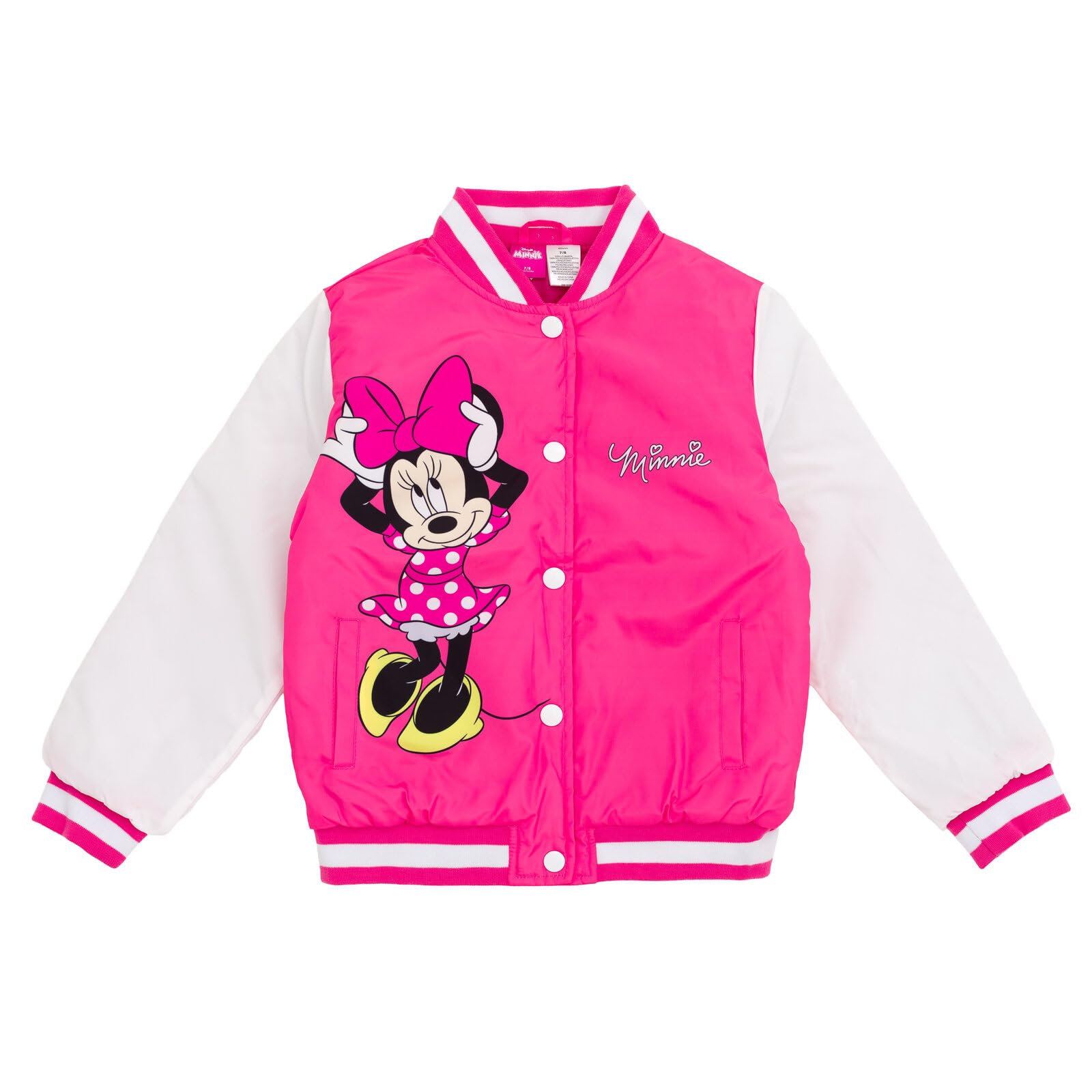 Photo 1 of Disney Minnie Mouse Toddler Girls Varsity Bomber Jacket Bright Pink 3T