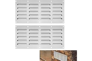 ELEMONY 2 Pack Stainless Steel Venting Panel for Grill Accessory, 15" by 6-1/2" Stainless Steel Venting Panel for Masonry Fire Pits Fireplaces, Metal Vent Cover for Outdoor Kitchens