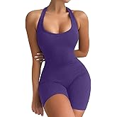 VUTRU Womens Sexy One Piece Tank Top Sleeveless Backless Bodycon Shorts Jumpsuits Bodysuit Catsuit Ribbed Sports Romper