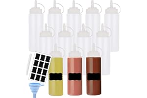 Hajoyful Squeeze Bottle Condiment Squeeze Bottles Plastic ketchup Squeeze Squirt bottle For Sauce, BBQ, Dressing, Paint, Workshop, Pancake Art Dispenser 12 pack 8 OZ