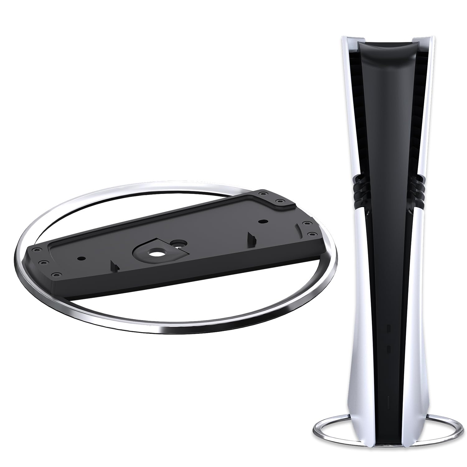 Zaievo PS5 Pro Vertical Stand, Base para for PlayStation 5, Black Vertical Console Brackets with Anti-Slip Pads, Space Saving Console-Stand, PS5 Accessories, Aluminium Alloy Bracket
