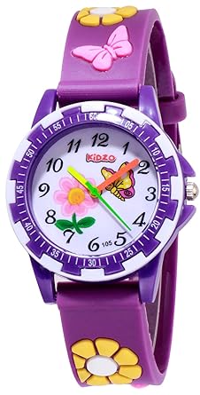 Kidzo Pretty Butterfly Purple Analog Girls Wrist Watch with 3D Strap