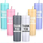 Rtteri 6 Pcs Employee Appreciation Day Gifts Thank You Tumblers Gifts for Women Men 16oz Plastic Skinny Tumblers with Lids Appreciation Gift for Coworkers Teacher Nurses Medical Assistant(Multicolor)