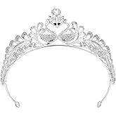 Beaupretty Rhinestone Swan Crown Tiara Wedding Headdress Alloy Bridal Headband for Weddings Birthdays and Special Occasions