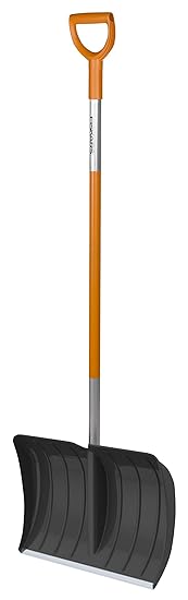 Fiskars Schneeräumer für kleine und große Schneemengen, Blattbreite: 52 cm, Kunststoff-Blatt/Aluminium-Stiel, Schwarz/Orange,