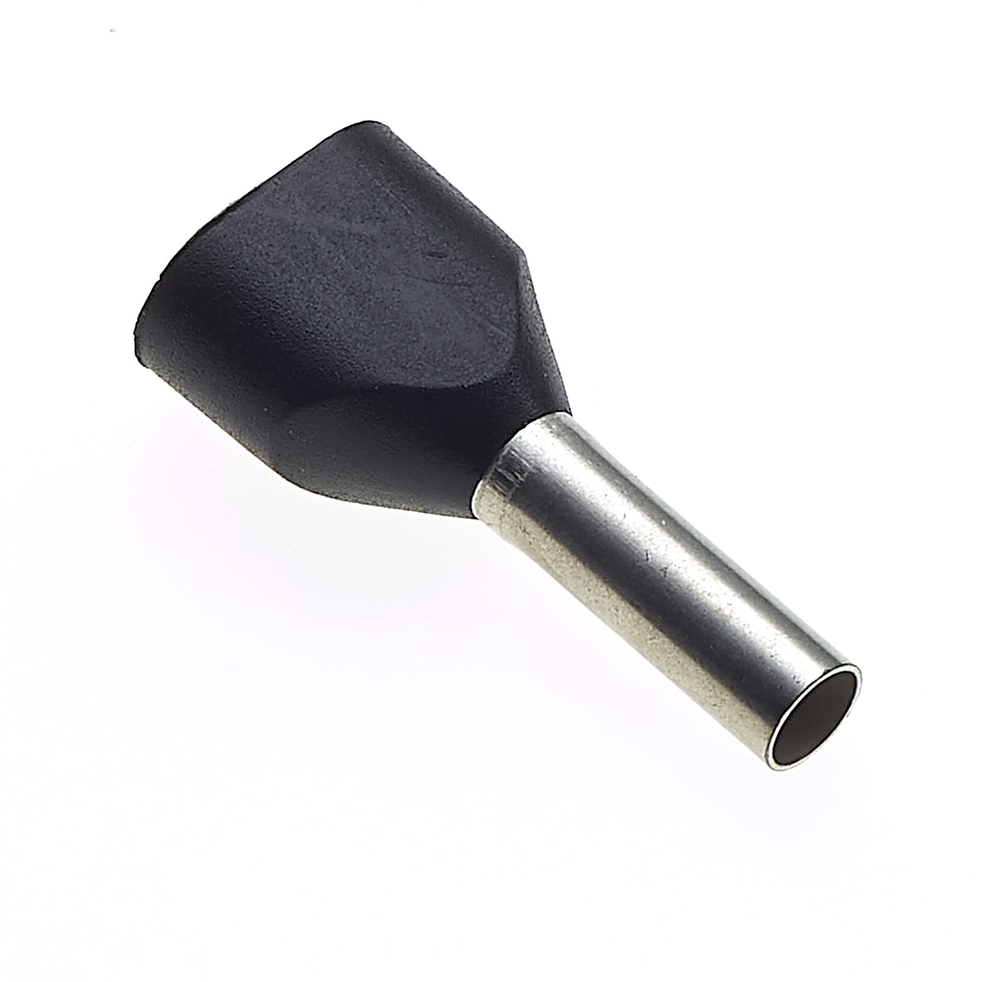 Insulated Twin Entry Ferrule, 8mm X 1.5mm, Pack Of 100 - Double Bootlace, Wire Copper Crimp Connector Pin, Cord End Terminal Connectors, Black Nylon Ferrules Connectors