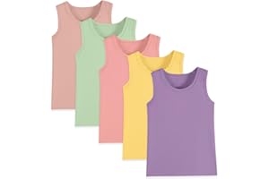 5-Pack Girls and Toddlers' Tank Tops Racerback Sleeveless Undershirts Girls Dance Tops（2-16Years）