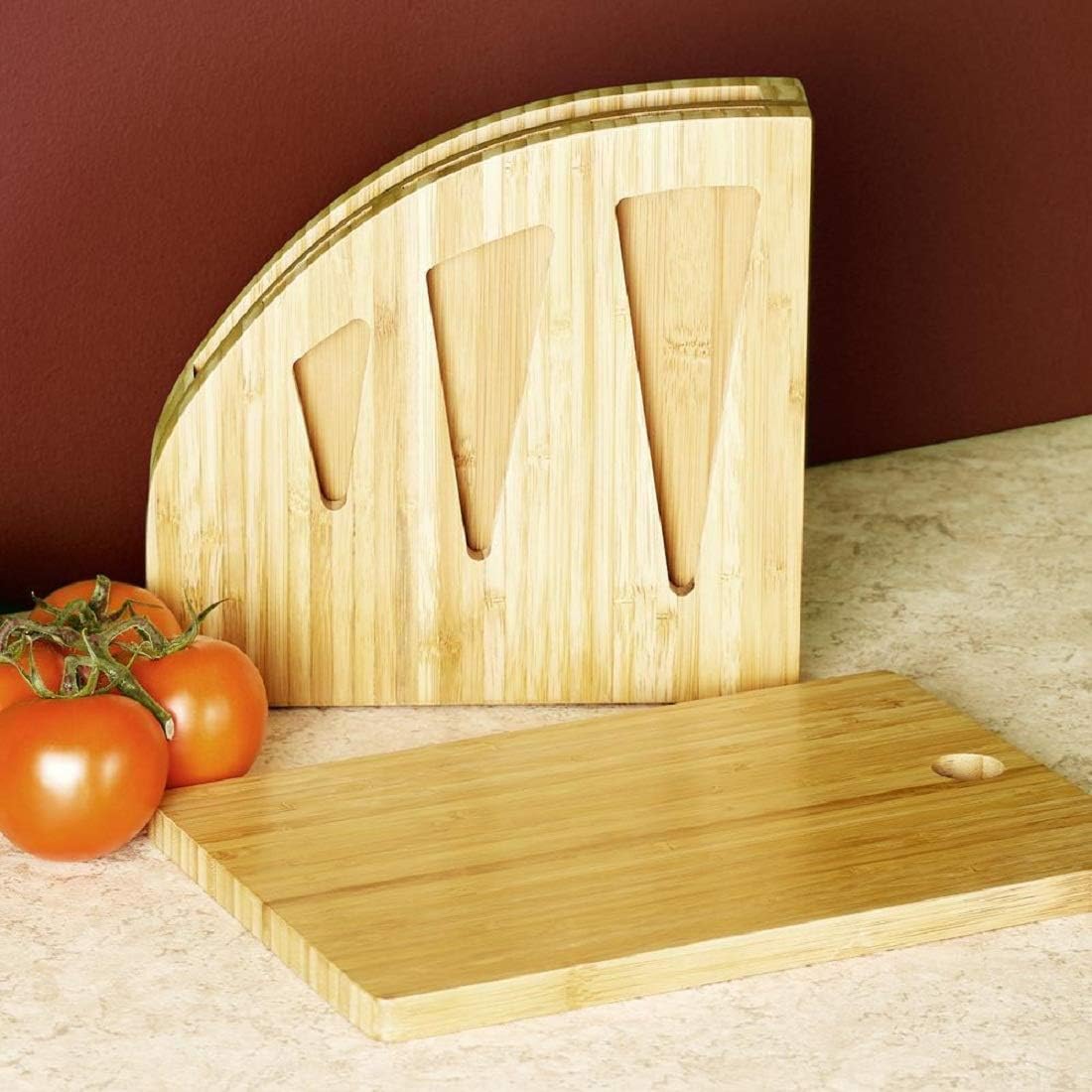 Bamboo Knife Block with Chopping Board - for The Chopaholic Oriental 3 Piece Knife Set, Brown, Chopping Board & Knives Block - Image 3