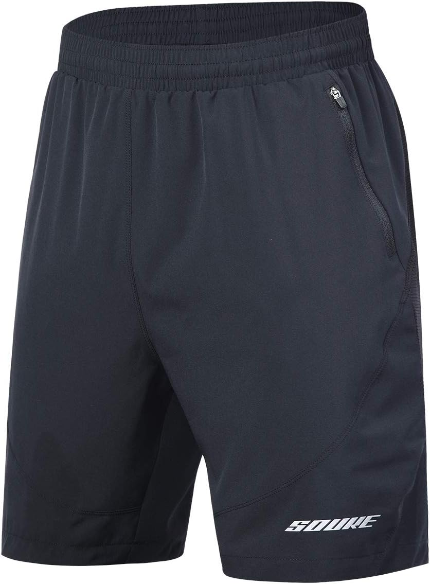 Men's Running Shorts Quick Drying 2 in 1 Shorts Breathable Training Shorts with Zipping Pockets