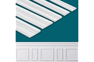Coengwui Peel and Stick Wall Molding Trim, Lightweight Chair Rail Wainscoting Panel, Finish Strip for Home Decoration (9.8ft x 2.36in)