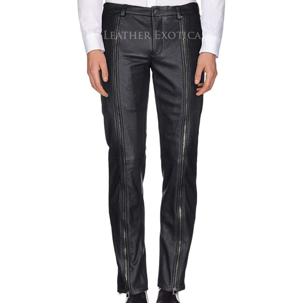 Men's Leather Pants Bikers Full Grain Waxed Cowhide Rock Jean