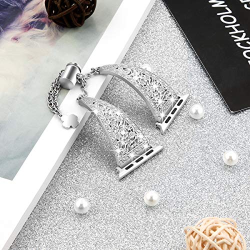 Rhinestone Band Compatible with Apple Watch 38mm 40mm, Jewelry Band for iWatch Series 5 4 3 2 1, Bling Crystal Dressy Bracelet Strap Chic for Women Girls