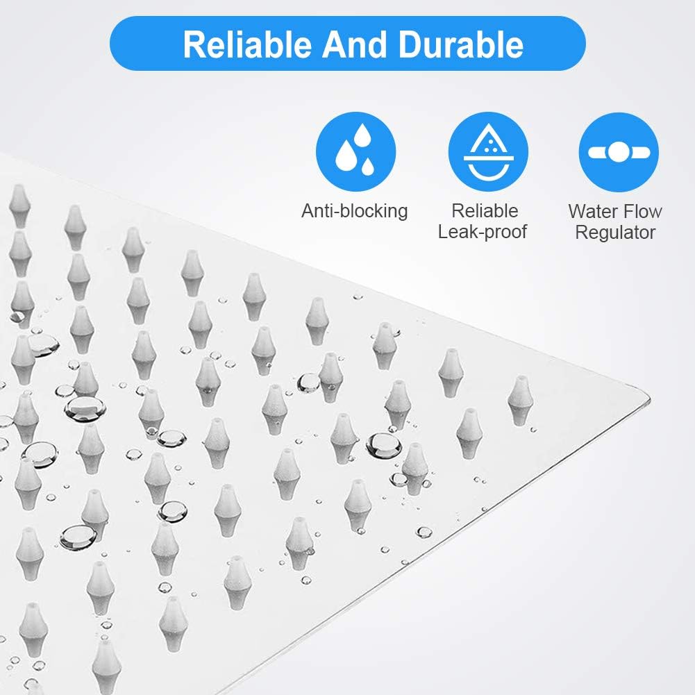 Kaqinu Shower Head, 8'' High Pressure Rainfall Shower Head / Handheld Showerhead Combo with 11” Extension Arm, Anti-leak Shower Head with Holder/ Hose, Flow Regulator, Chrome - - 