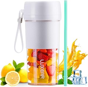 LUXEAR Portable Blender for Shakes and Smoothies, Cordless Mini Personal Size Blender with USB Rechargeable, BPA Free Ice Blender Mixer Juicer Cup for Home Office Sports Travel,350ML/12.3oz, White