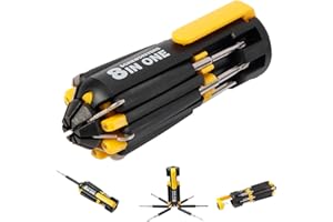 CANLATEN·U 8 in 1 Screwdriver with Flashlight, Multi Functional 8 in 1 Screwdrivers Tool Set with Worklight for Household, Auto