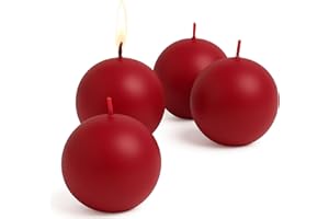 Biedermann & Sons 8-Hour Long Burning Unscented Round Ball Candles, Cranberry, 2.5 Inch - Set of 4