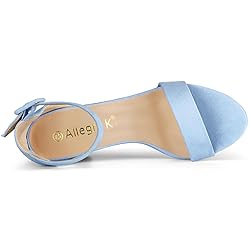Allegra K Women's High Chunky Heel Ankle Strap Sky