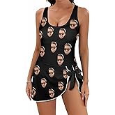 Custom Funny One Piece Bathing Suits Personalized Swimsuits for Women with Husband Face Swim Dress for Swimwear
